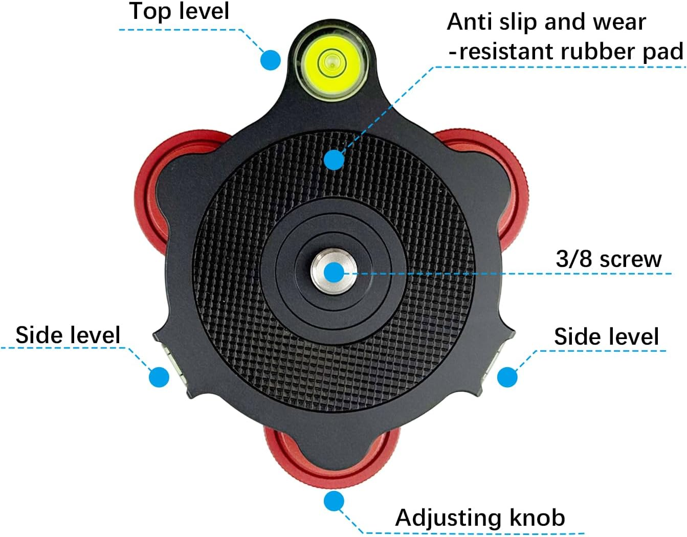 Camera Tripod Head Leveler Stand, Tripod Head Leveling Base Camera Leveler Aluminum Alloy Tripod Head Leveling Base for Macro Photography DSLR Panoramic image number 4