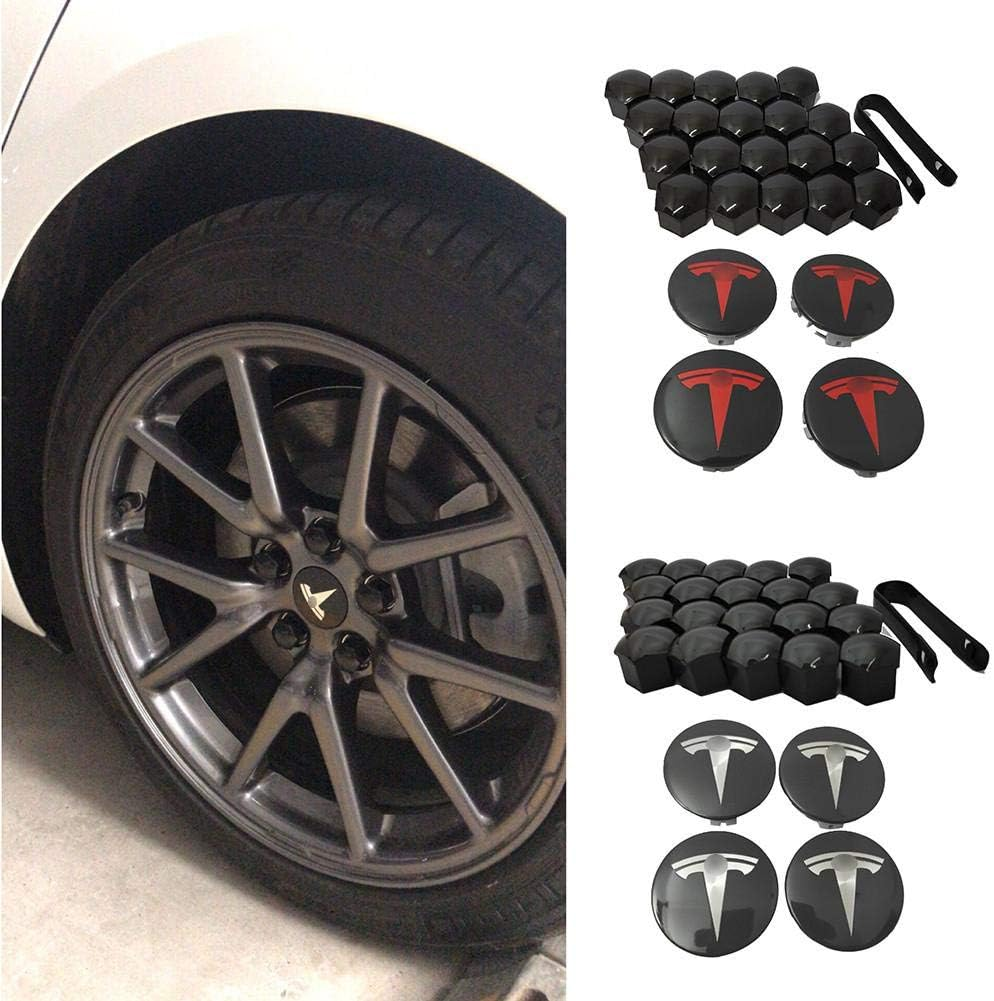 Tesla Model 3 Wheel Cap Kit - Aero Wheel Cap Kit, Compatible with Tesla Model 3, S & Y - 2.22 Inch Dia Wheel Center (4 Hub Center Cap + 20 Lug Nut Cover) image number 5