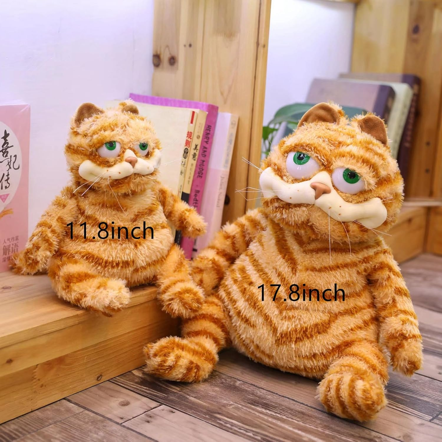 OVKGL Fat Orange Plush Cat, 11.8'' Lifelike Yellow Tabby Kitty Toy, Stuffed Animal for Kids, Xmas/Birthday Gift image number 1