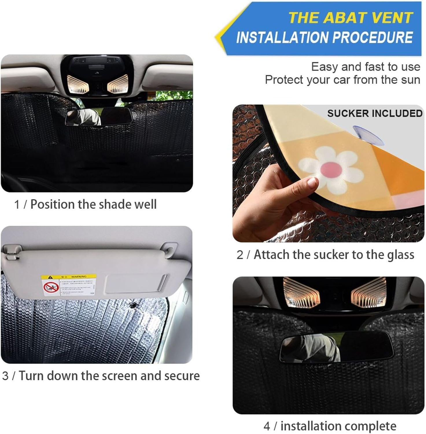 Windshield Sun Shade Checkered Grid Pastel Pink, Foldable Windshield Heat Shield, Front Window Cover - 55&times;27.6 Inch image number 4