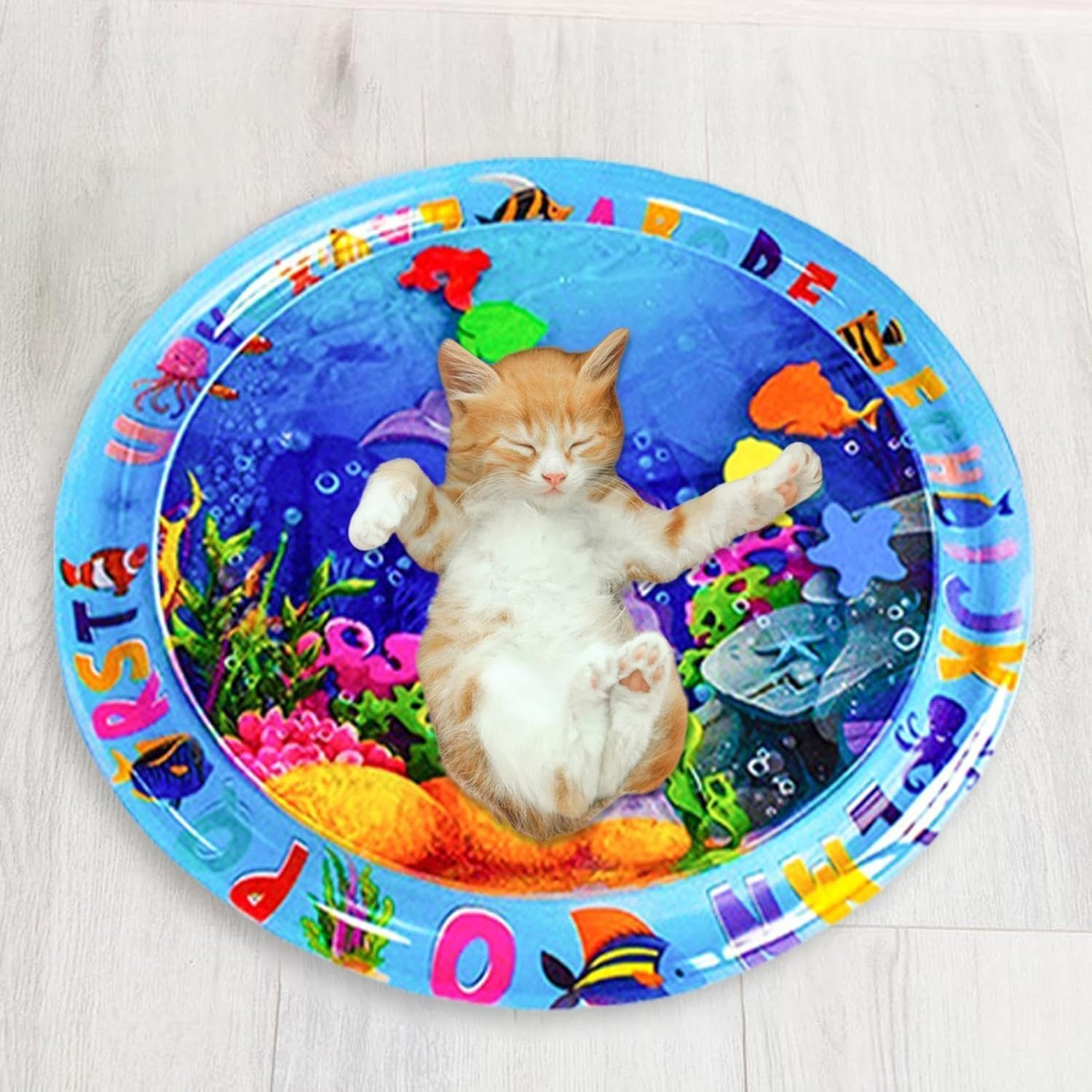 Sensory Water Play Mat for Cats - Cooling Comfort Inflatable Pet Toy with Dolphin Design - 65Cm image number 4