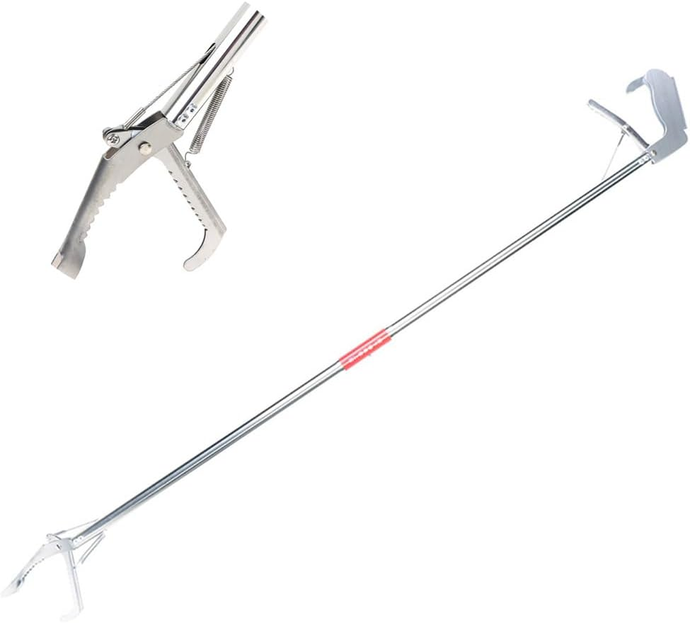 Snake Tongs, 59" Extra Long Snake Grabber Tool, Collapsible Reptile Snake Tongs, Stainless Steel Snake Catcher Stick, Snake & Reptile Hook Wide Jaw Pick-Up Handling Tool 1.5M Bend Clip image number 6