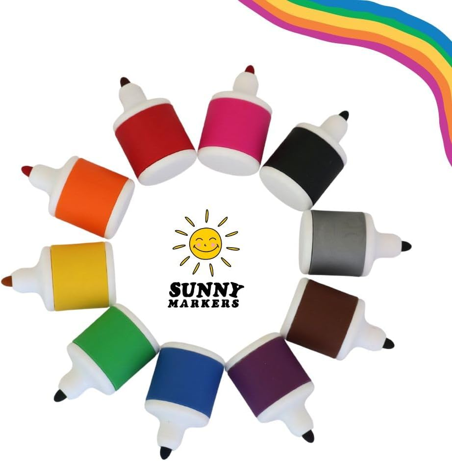 Washable Marker Pens, 10X Mini Markers for Kids, Coloring, Art and Craft, Non-Toxic, Easy Grip, Adaptive, Chunky Marker Pens image number 2