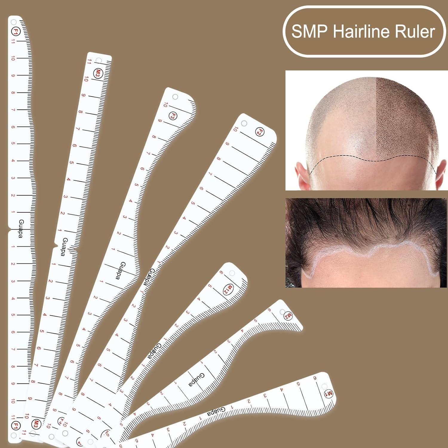 Hair Line Drawing Stencil, Micropigmentation, Multiple Styles for Men and Women, Precision Tool for SMP & Permanent Makeup (1 Pack Scalp Hairline Ruler) image number 5