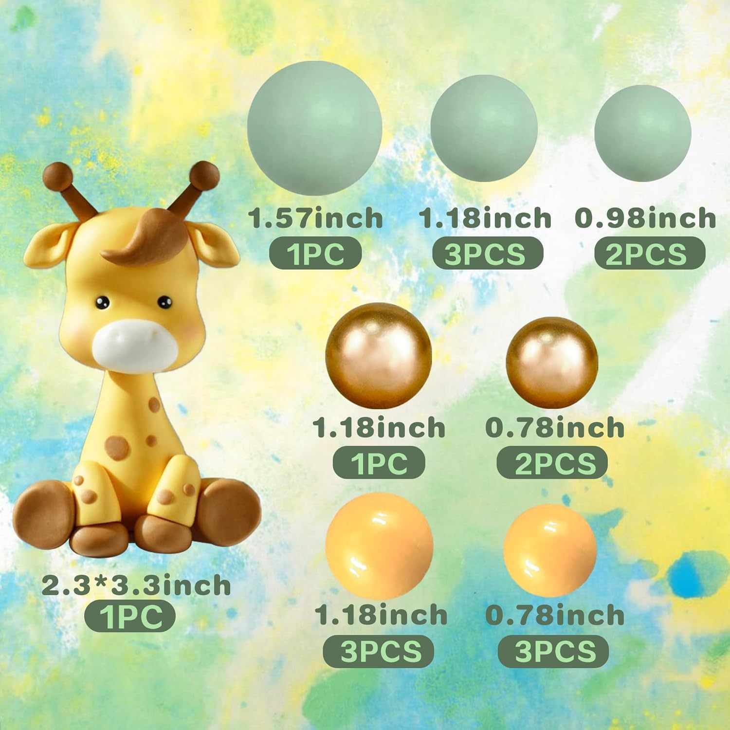 Giraffe Cake Topper,Forest Animals Cake Decorations, Birthday Cake Decoration, Safari Cake Decoration for Wild Animals Themed Birthday Party Supplies. image number 3