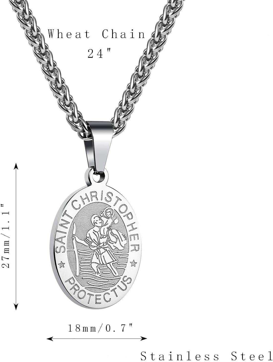ZAULER Saint St Michael/Christopher/Jude/Benedict/Virgin Mary Medal Necklace for Men Women 24 in Religious Gifts - St Benedict image number 2