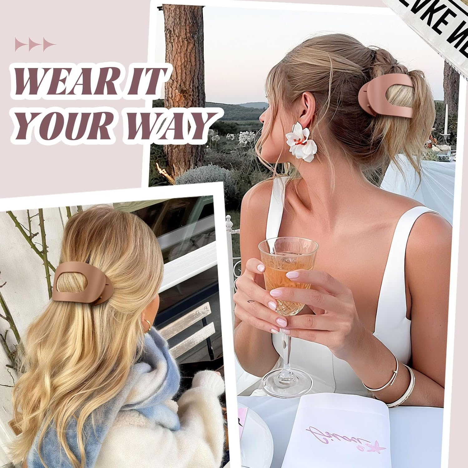 Kavya Flat Hair Clips Women - 6 Pcs Curved Design Flat Hair Claw Clips for Lying & Driving Non-Slip Duckbill Hair Clips - Strong Hold round Claw Clip for Thin & Thick Hair French Hair Accessories image number 2