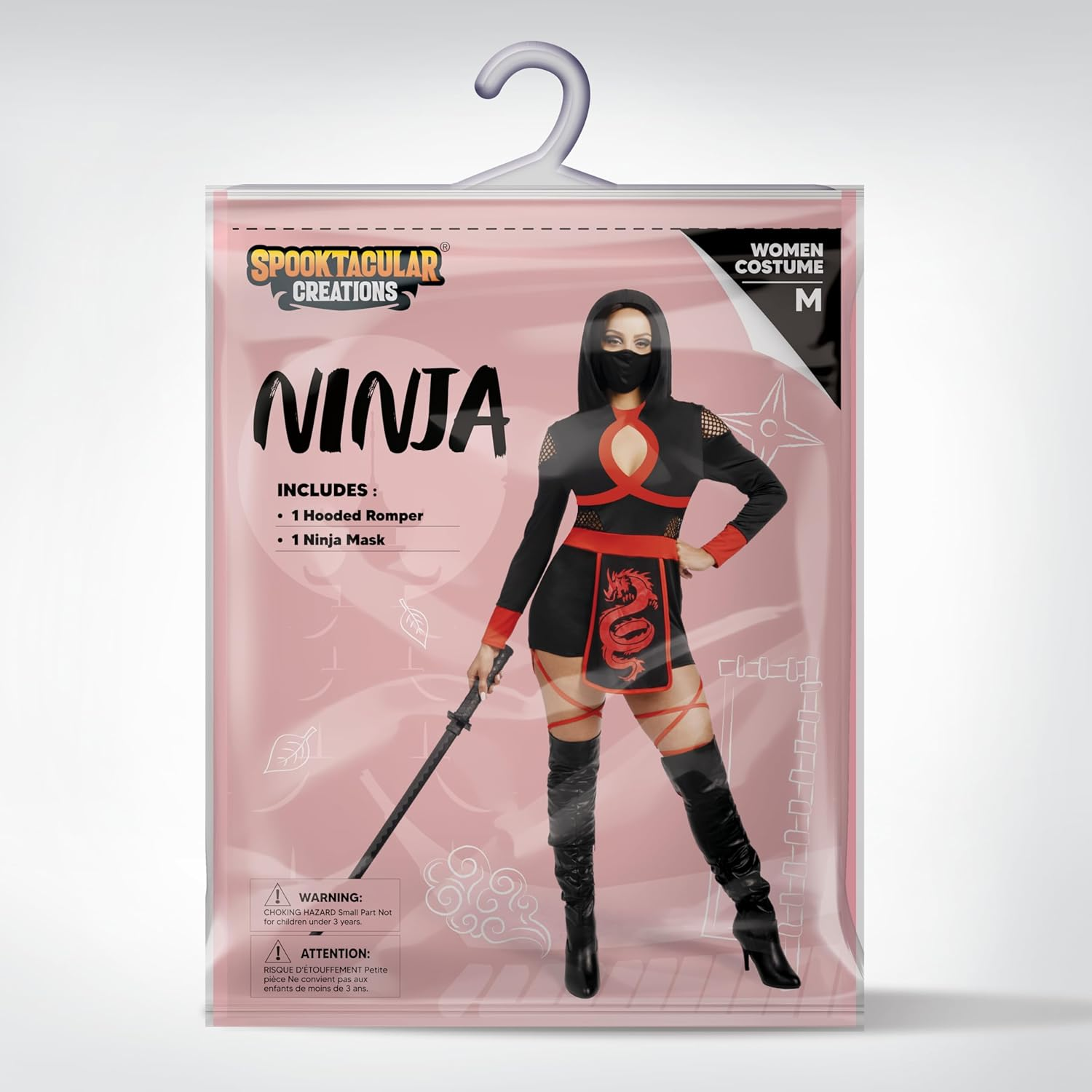 Spooktacular Creations Ninja Costume Women, Halloween Ninja Costume Adult with Mask for Halloween Dress up Party Cosplay
