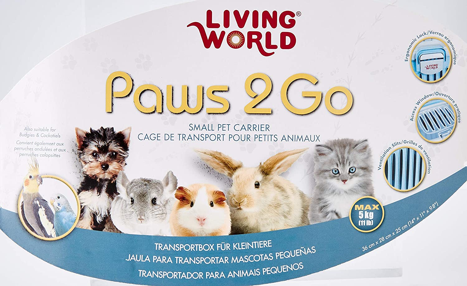 Living World Paws2Go Cat or Small Pet Carrier, Blue/Grey image number 4