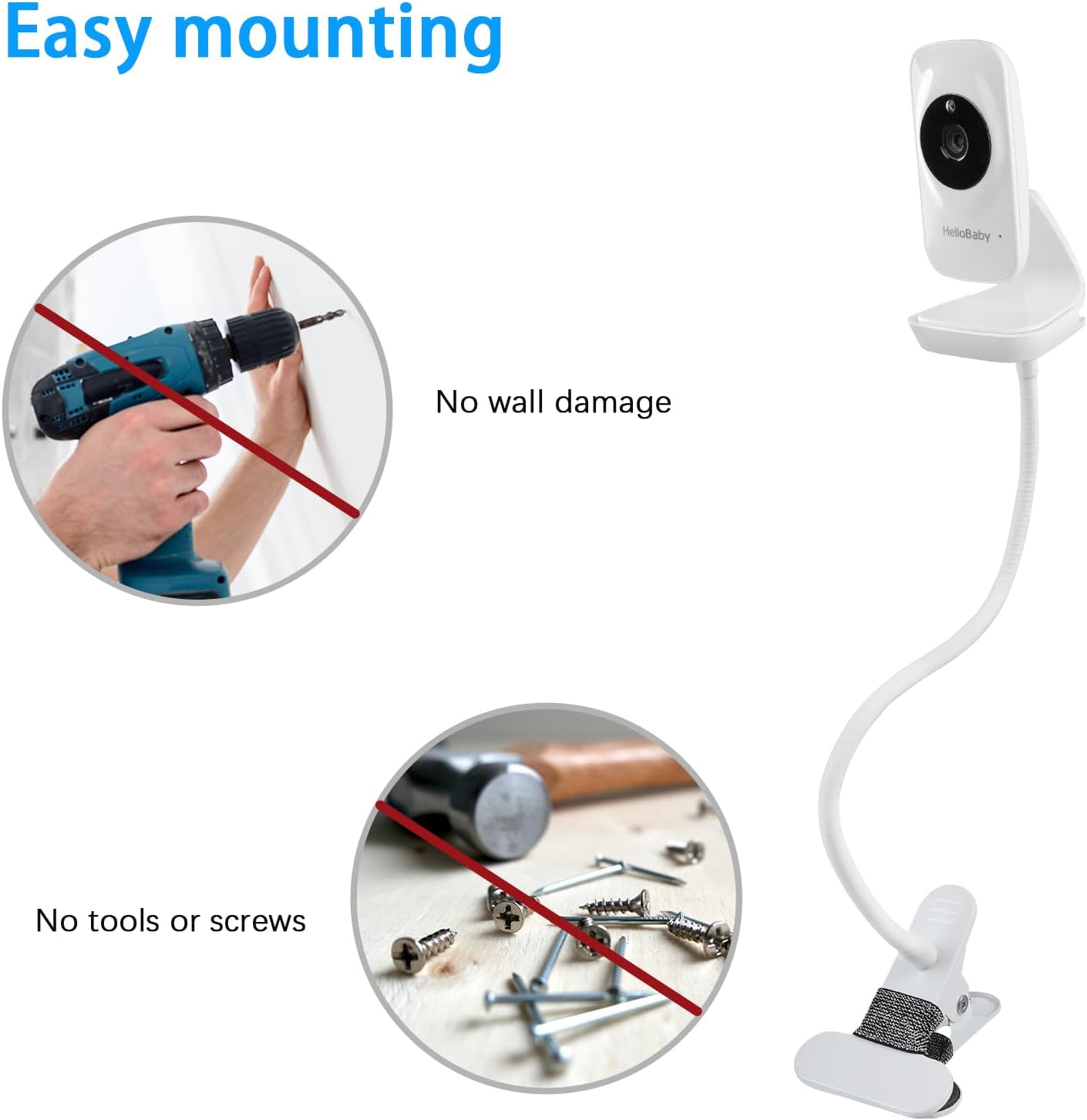 HOLACA 40Cm Clip Holder Mount for Hellobaby HB50 Baby Monitor image number 5