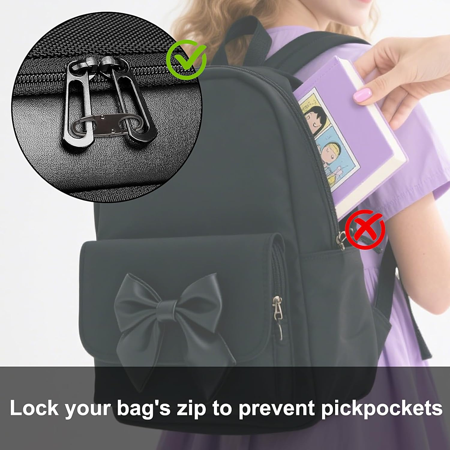 JUNART 8 Pcs Zipper Clip Theft Deterrents,S Shaped Double Opening Zipper Lock,For Luggage, Bags and Jackets,Etc (Black) image number 1