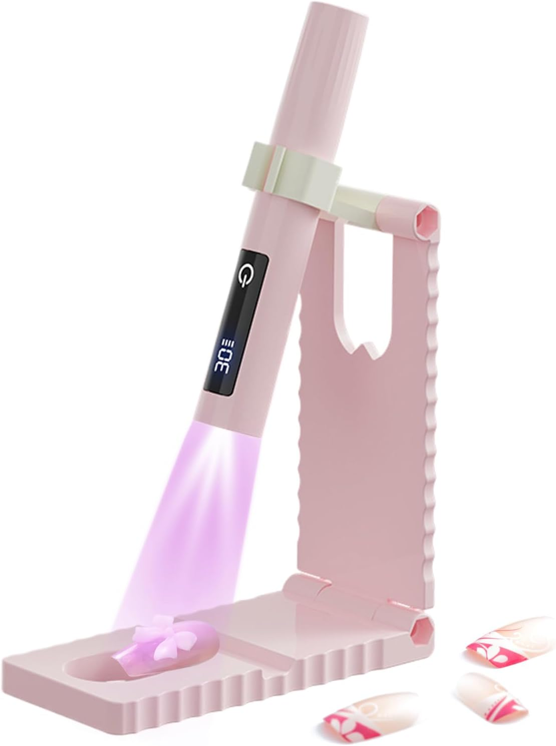 Mini UV Light for Gel Nails | USB Rechargeable Fingernail Lamp | LCD Display Nail Light with 2 Timing Modes for Camping Airplane Road Trip Desk Salon Studio Home Girls