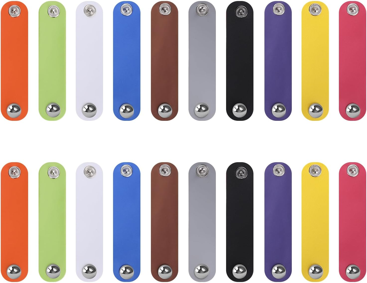 20 Pcs Cord Wrap Organizer Leather Cord Organizer Cable Keeper Cord Organizer Phone Cord Organizer Reusable Cable Straps Clips Wire Ties for Cable Straps,Usb Data Holder Earphone Cable (Colorful) image number 3