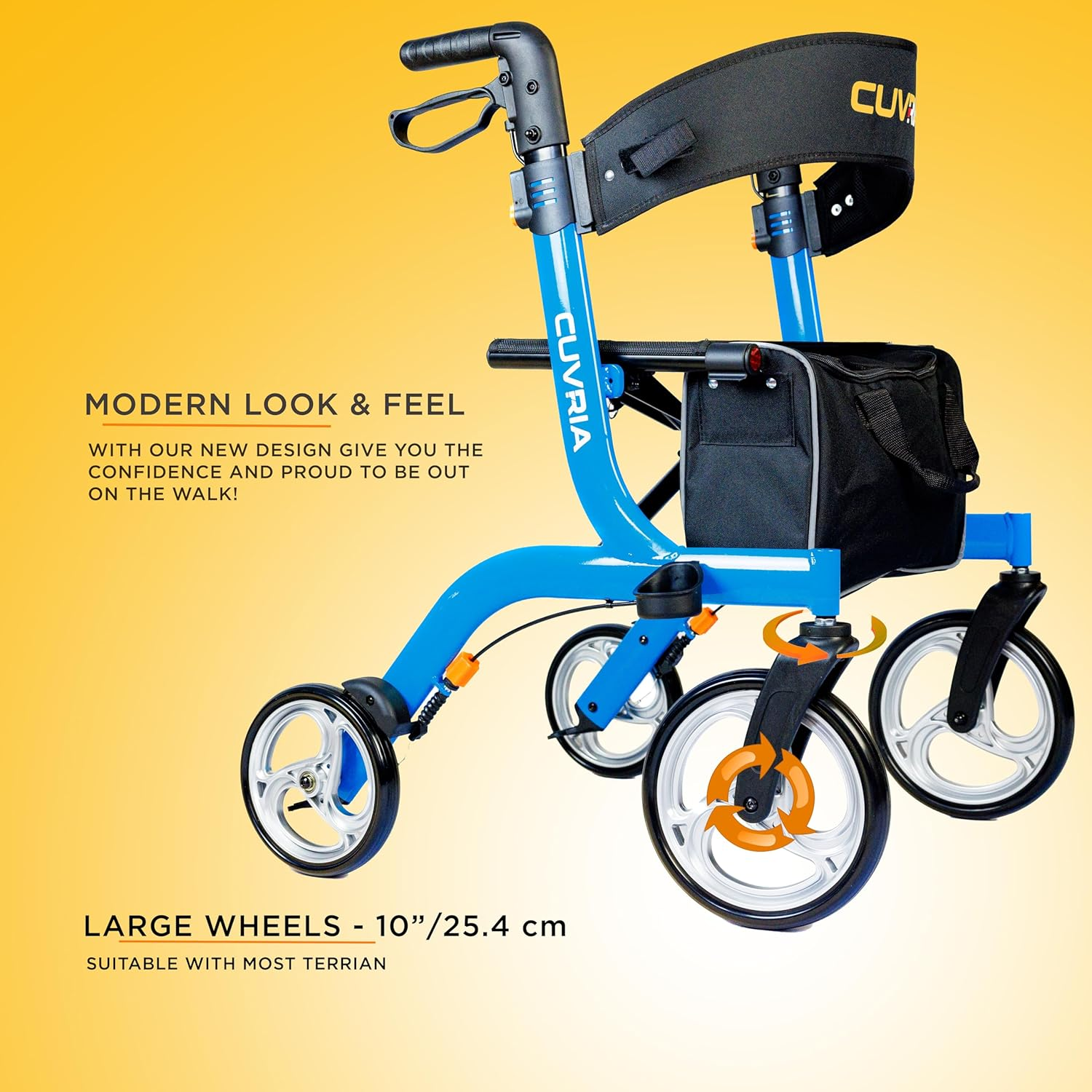 Australia Rollator|4 Wheel Walkers with Seat and Brakes for Seniors, with Seat, Backrest, Basket, Large Wheels, Lightweight Mobility Walking Aid Support up to 136 Kg, Ideal for Senior or Individuals with Mobility Challenges - Blue (Blue) - Red image number 2