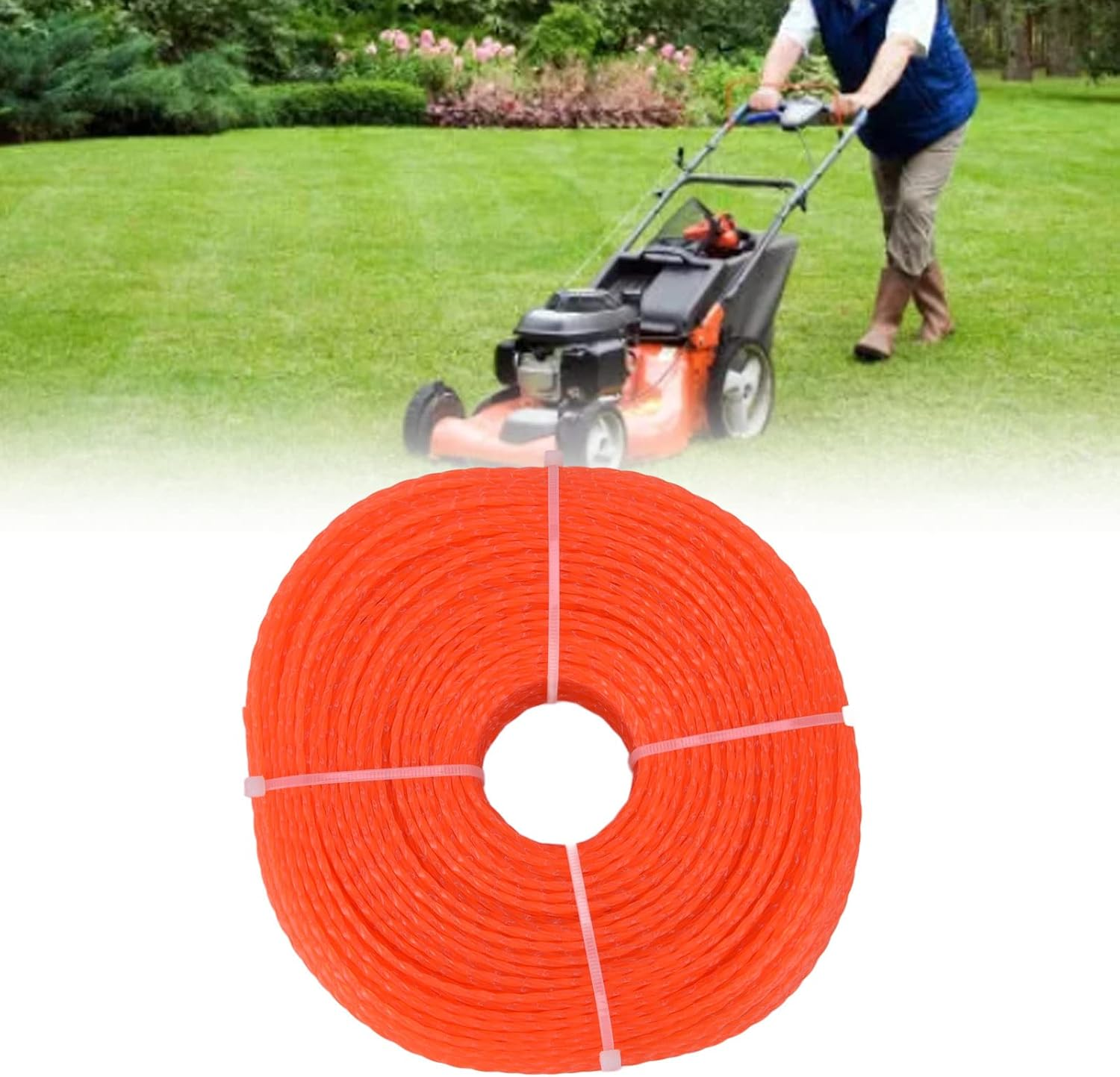 2.4Mm Orange Trimmer Line, 120M Length Nylon String Trimmer Line, Lawn Mower Accessories, For, for Ryobi, for Stihl and Other Domestic Garden Mower
