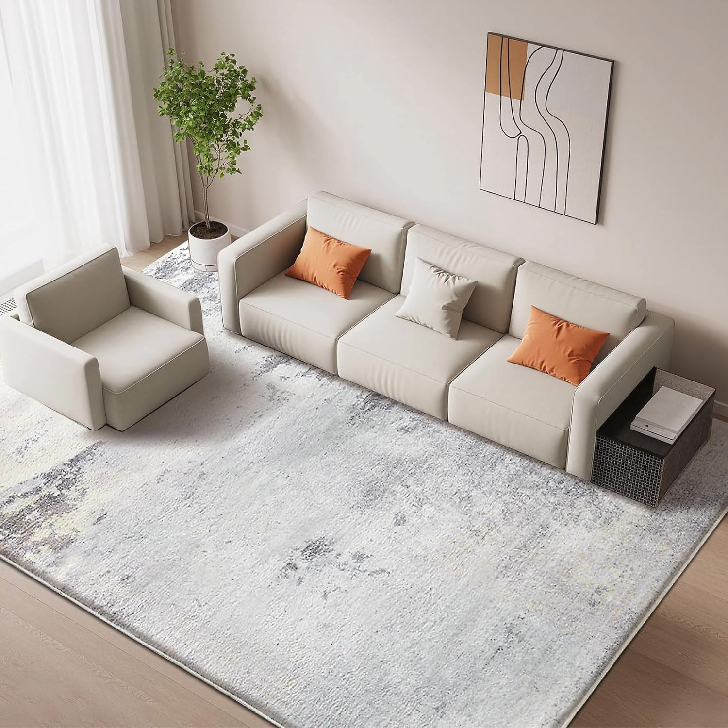 Asiinnsy Mordern Abstract Rug Soft Washable Carpet Non-Slip Area Rug for Living Room Bedroom Indoor Home Decor Medium Pile Floor Mat (Abstract Blue, 120 * 160Cm)