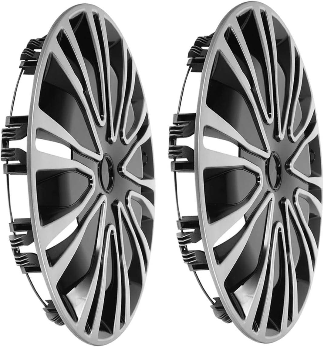 12 Inch Automotive Wheel Hubcaps, 2Pcs Silver Black Decorative Hubcap Covers for Cars, Universal Fit Car Wheel Rim Covers for Seasons image number 5