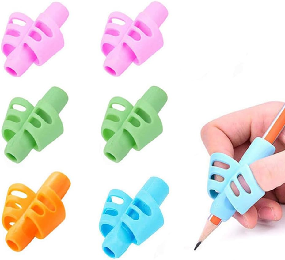 CAASFOOY Pencil Grip Set,Pencil Grips for Kids Handwriting, Pencil Grips, Children Writing Aid Pencil Gripper Trainer, 6 Pack, 4 Colors image number 1
