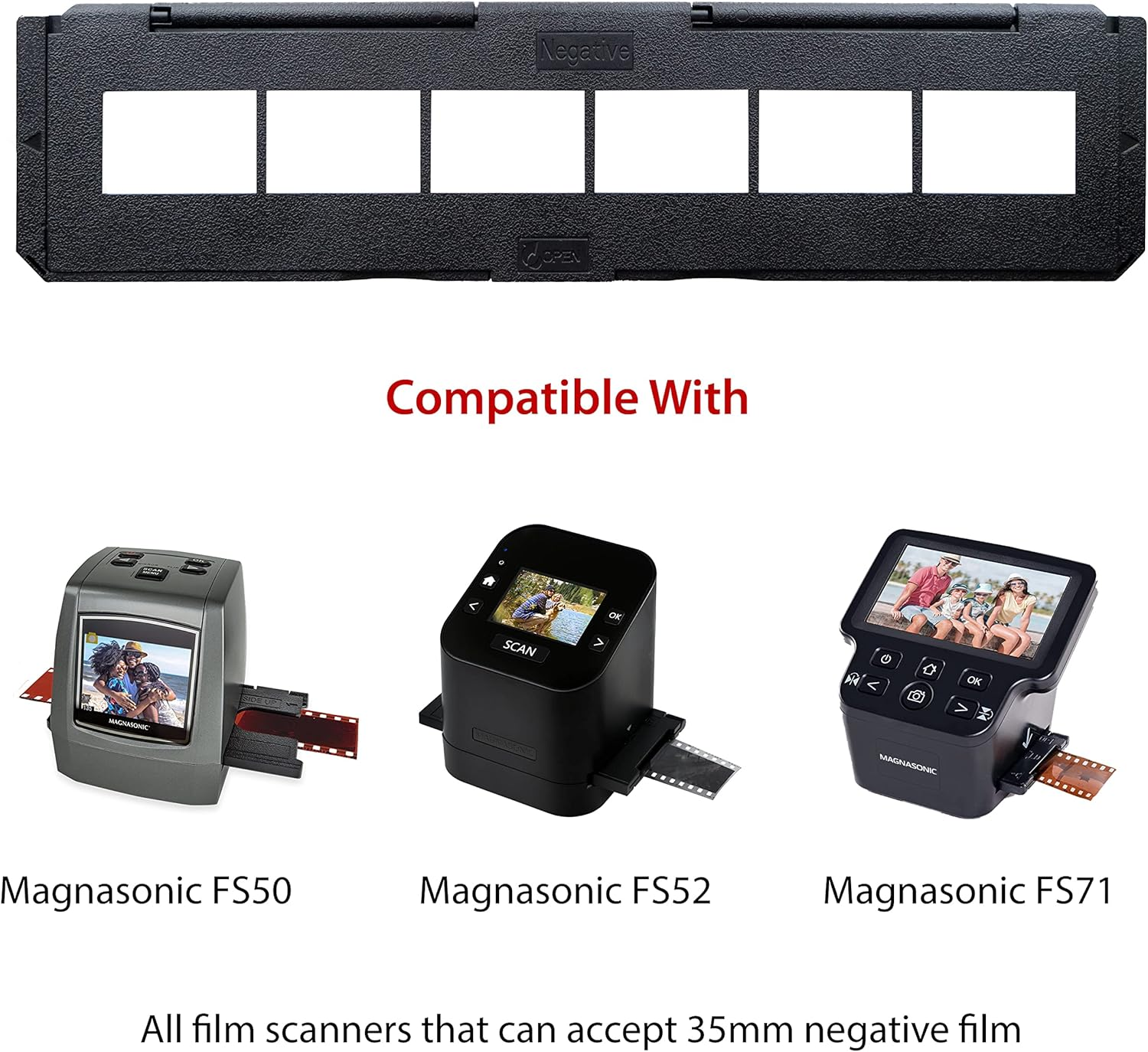 Magnasonic Long Tray Negative Film Holder for 35Mm Compatible Film Scanners, Holds 6 Negative Frames to Speed up Processing Time, Easy to Use, Gently Flattens and Protects Film Edges - Set of 3 (NT01) image number 6