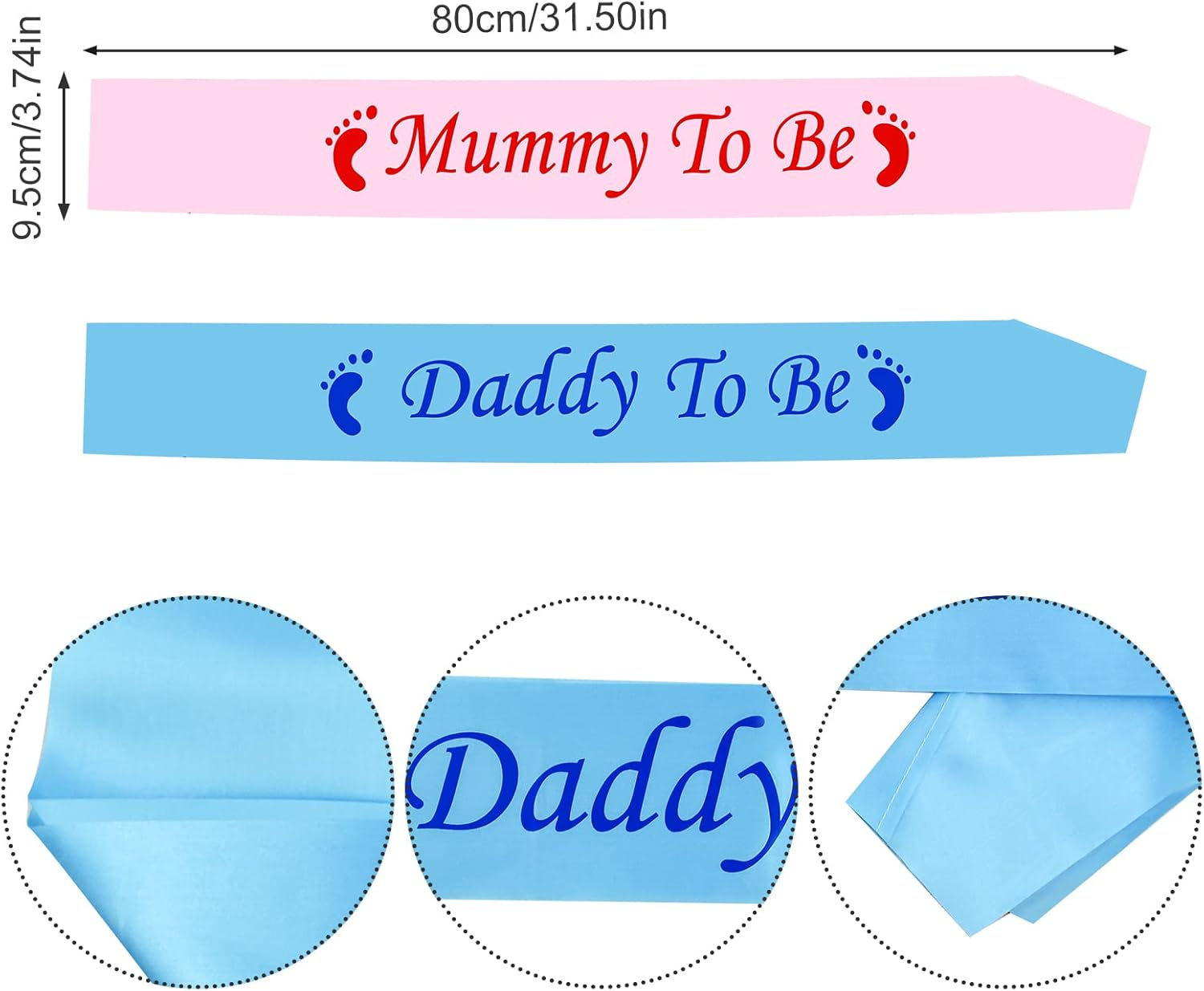 2PCS Mummy to Be Sash Pink Daddy to Be Sash Blue Mummy and Daddy to Be Sash Mum to Be Sash Baby Shower Sash Dad to Be Sash Party Decoration Supplies Baby Shower Sashes for Mum Family image number 6