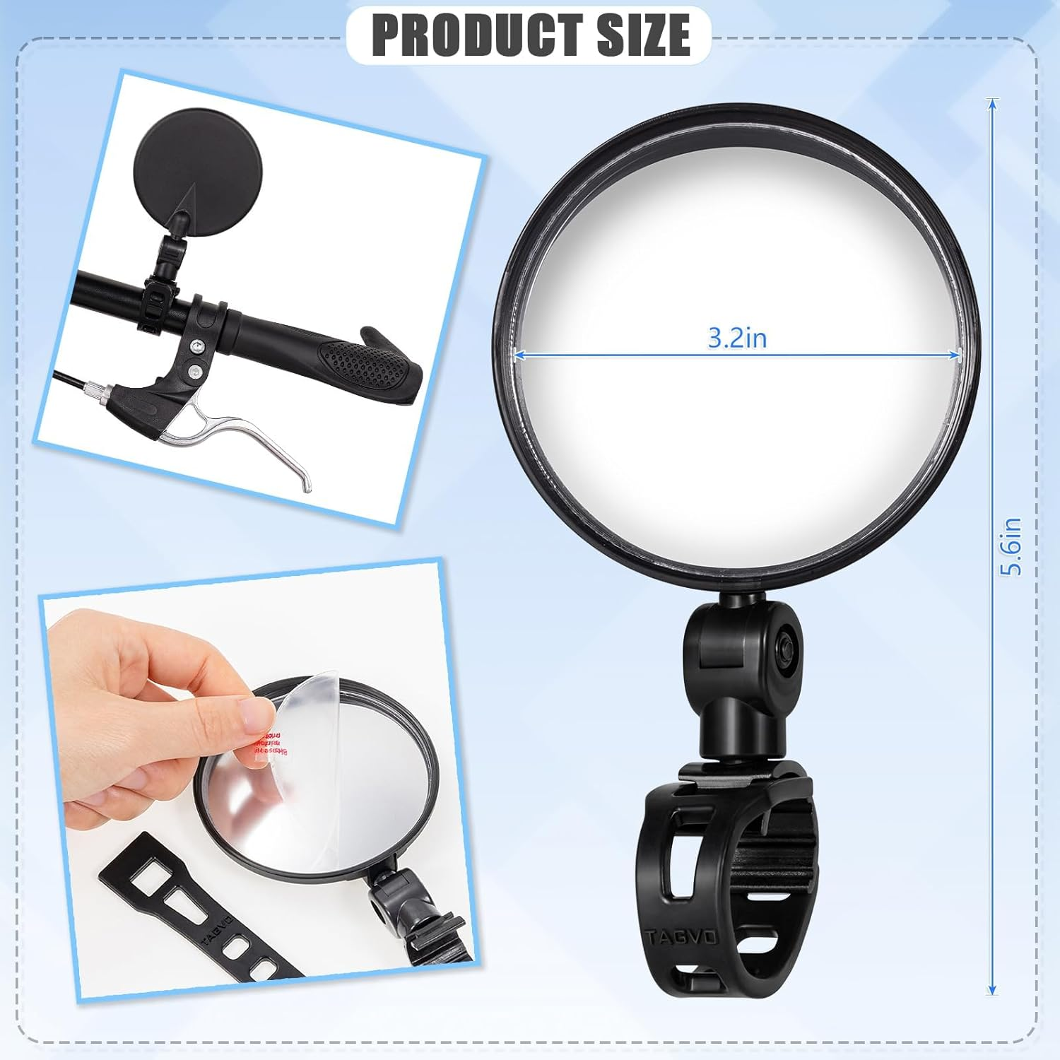 Bike Mirror, Bicycle Cycling Rear View Safe Mirrors, Adjustable Rotatable Handlebars Mounted Plastic Convex Mirror for Mountain Road Bikes image number 5