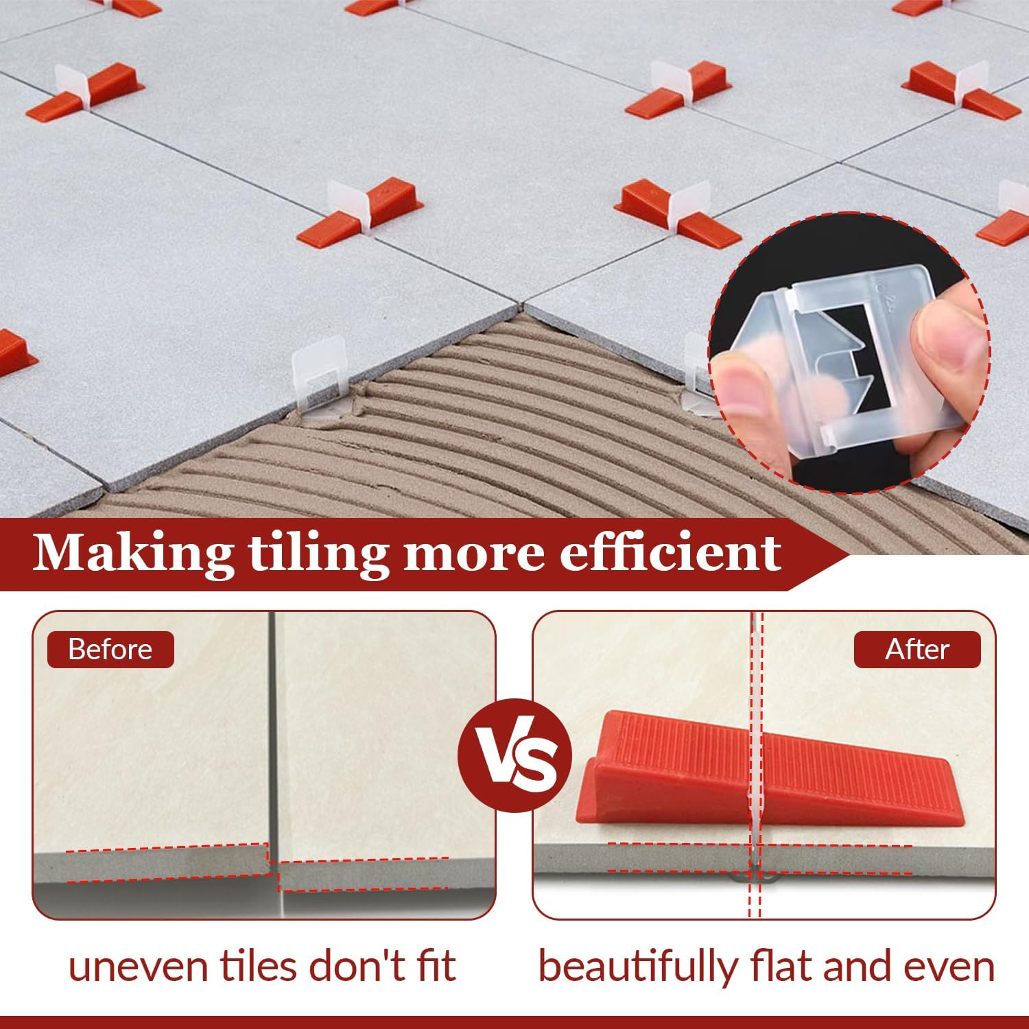 Pack of 700 Tile Levelling System Tile Wedges Tile Levelling System 1 Mm with 1 Mm Base for Laying Wall and Floor Tiles Reusable image number 5