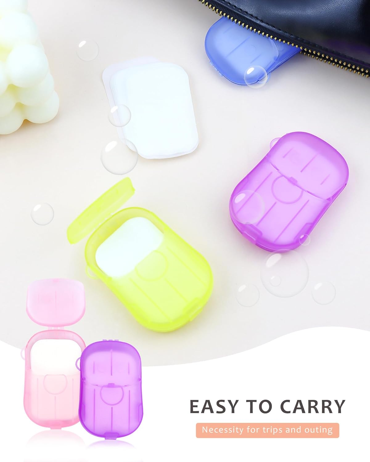 YETOOME 12 Packs (240 Sheets) Paper Soap Sheets for Hand Washing, Portable Disposable Travel Scented Bath Slice Sheet Foaming Soap Paper Sheets for Outdoor Traveling Camping Hiking image number 3