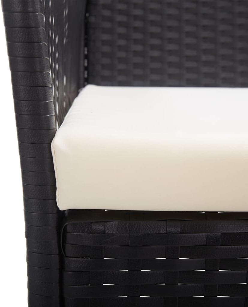 ** Vidaxl Garden Armchairs with Cushions - Black Poly Rattan, Patio Dining Chairs, Set of 2 image number 2