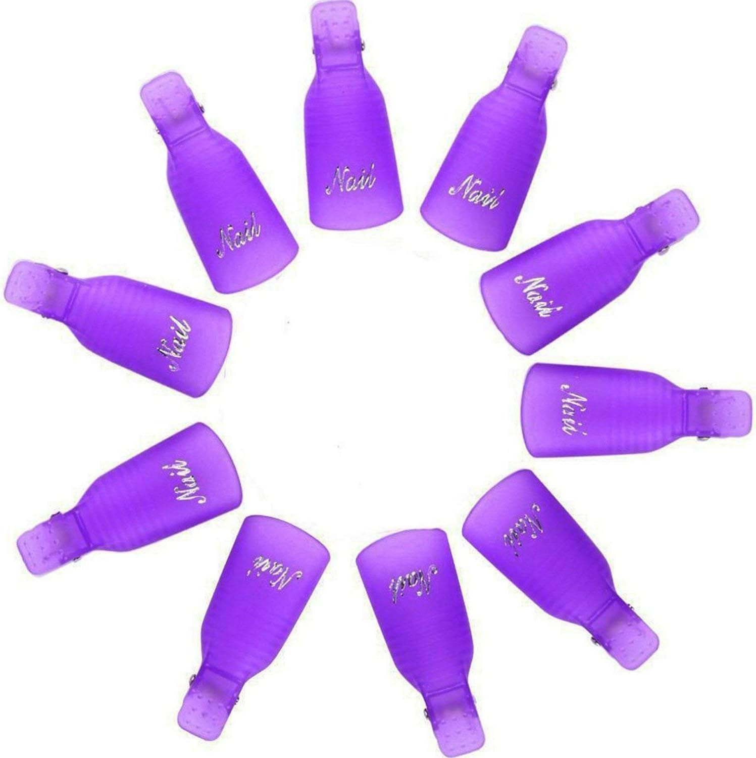 Himo 10PC Plastic Acrylic Nail Art Soak off Cap Clip UV Gel Polish Remover Wrap Tool (PURPLE) - Purple image number 3