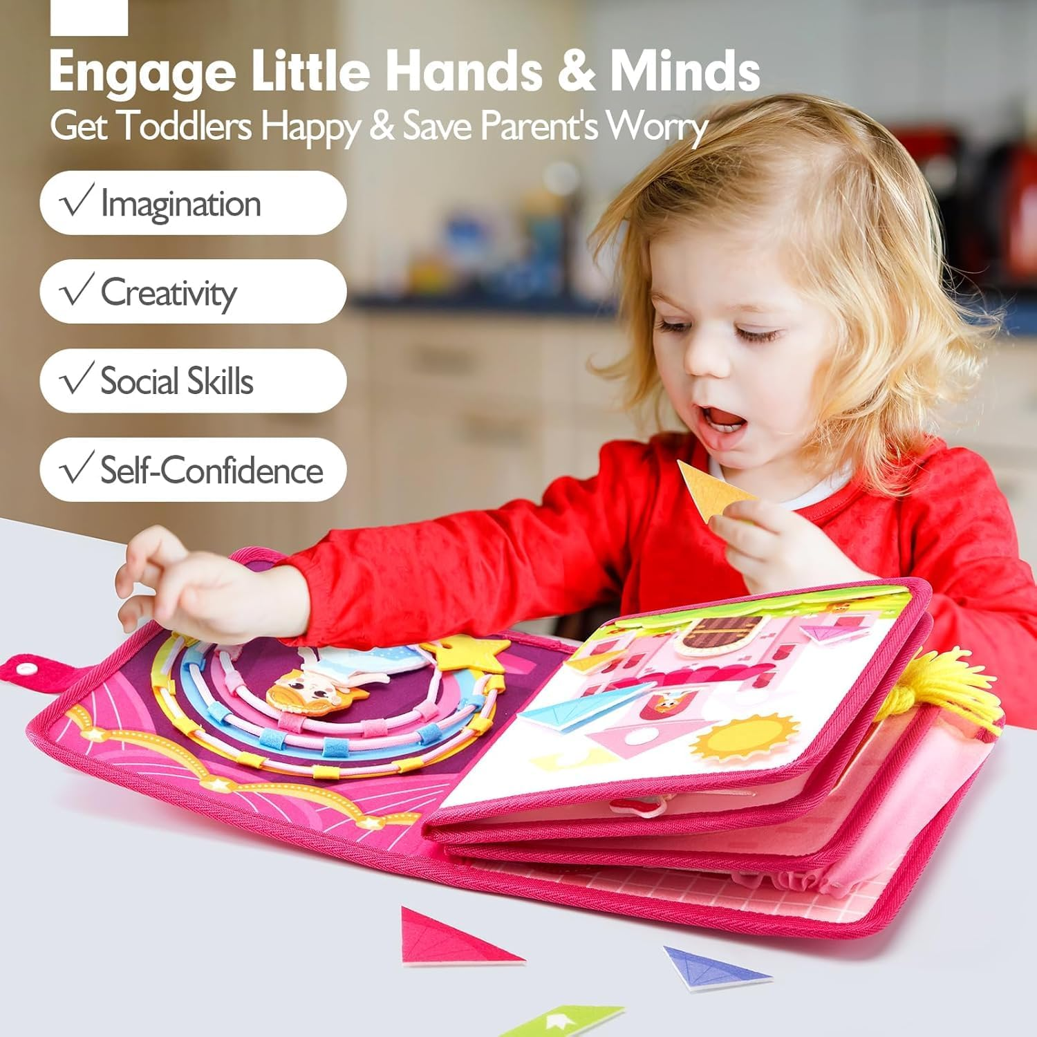 Kukelen 3-12 Year Old Girl Gifts - Princess Toys Makeover Busy Board - Quiet Busy Book -Quiet Book Pretend Play for Toddlers 3-5 - Montessori Toys for 4 Year Old Girl Birthday Gifts image number 3