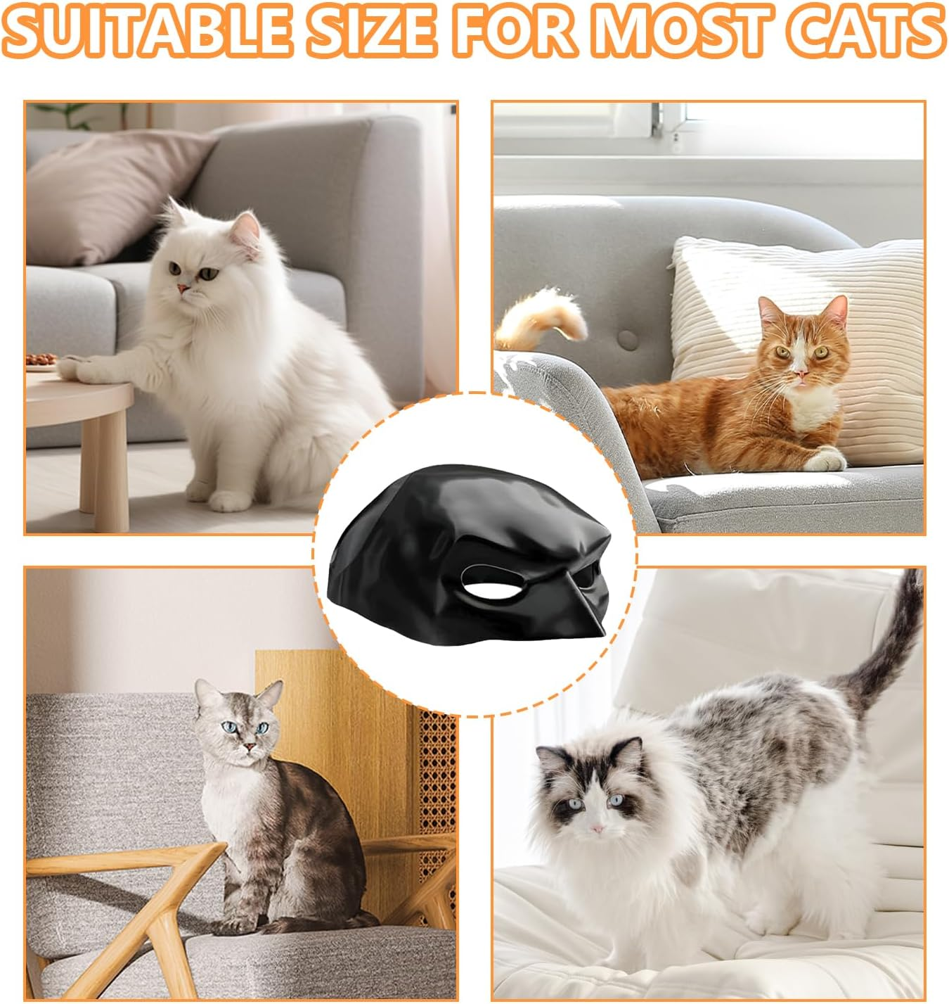 Cat Clothing Accessories, 3D Cat Mask, Costume for Cats, Cat Costume Photo Props, Funny Cat Mask for Halloween, Carnival or Everyday Fun (M) image number 2