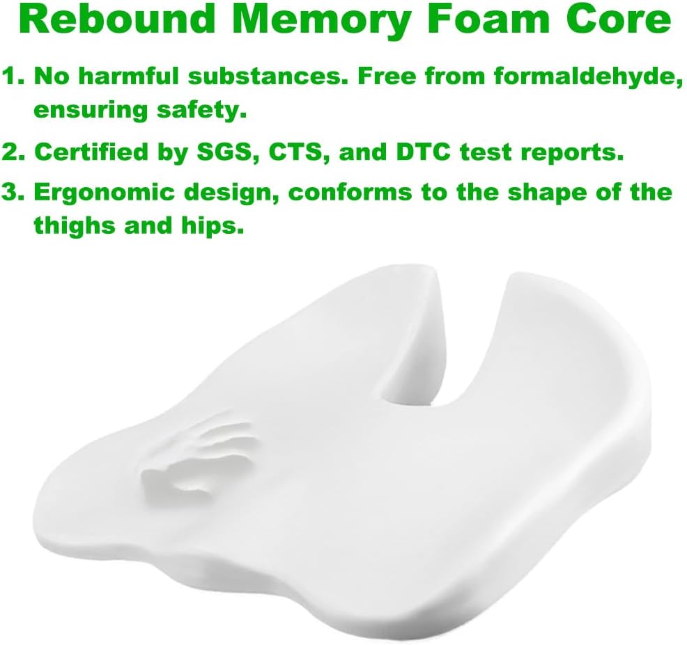 Memory Foam Car Cushion for Driving Seat, Wedge Adult Booster Car Seat Cushion for Driver, Coccyx Pain Tailbone Pressure Relief Office Chair Wheelchair Breathable Support Pad