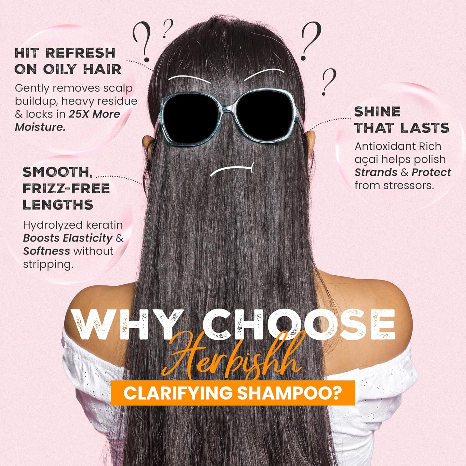 Herbishh Clarifying Deep Cleansing Shampoo (16.91 Fl Oz) Shampoo for Oily Hair & Build Up, Oil Control Cleanser for Women, Color Safe Formula for Curly & Color Treated Hair image number 1