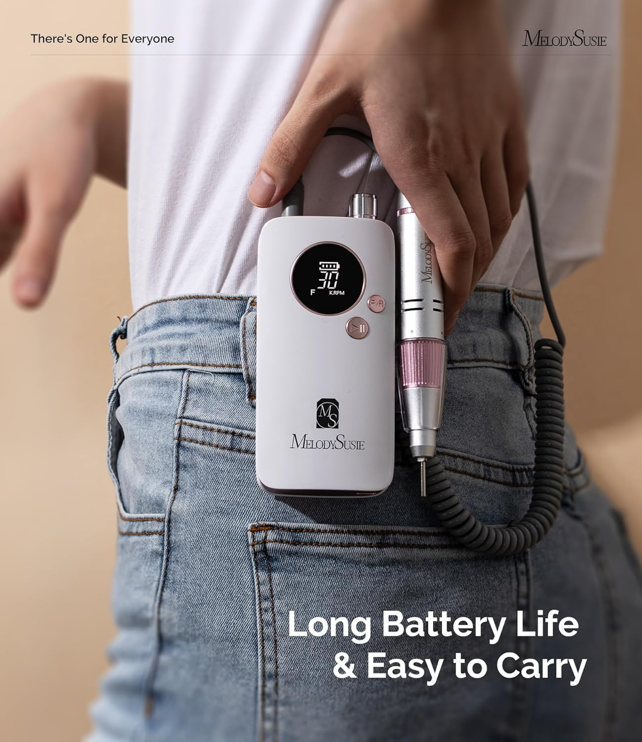 Melodysusie Portable Nail Drill 30000 RPM,SC320F Professional Rechargeable Electric Nail File,Cordless Nail E File for Acrylic Nails Gel Polishing Removing,Efile Nail Kit for Manicure Salon Home,Rose - Rose image number 2