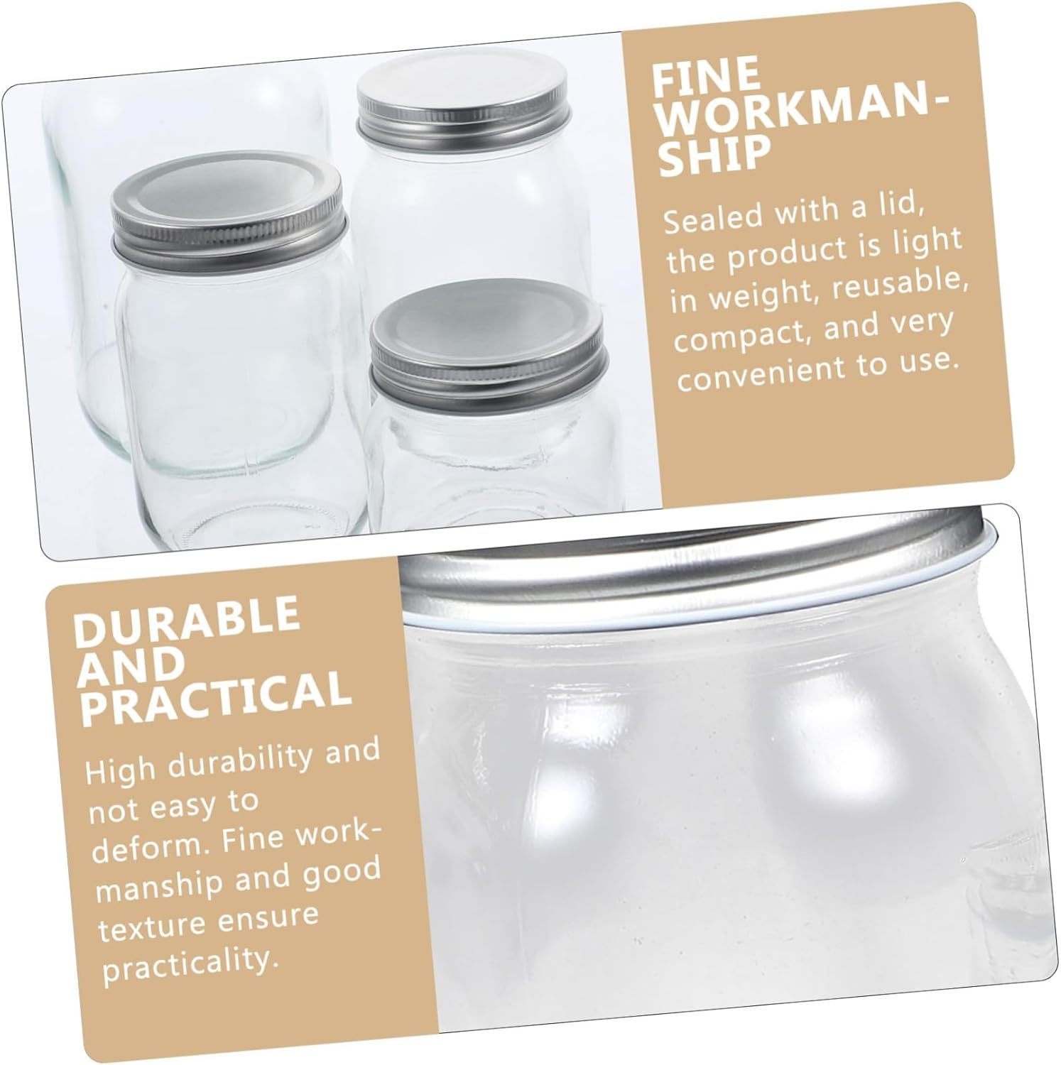 CIYODO 4Pcs Jam Jars Lids Sealing Storage Containers for Home for Preserving Spices Cookies Honey More image number 2