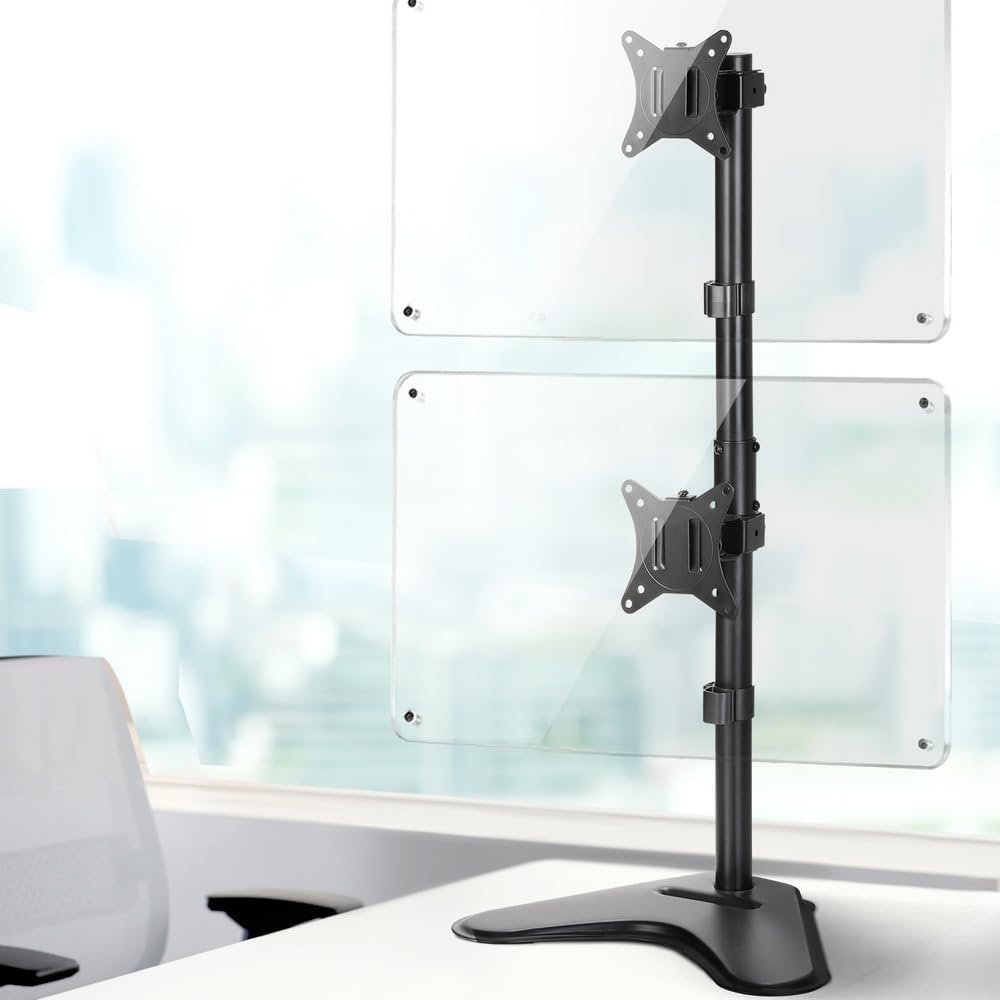 Artiss 32'' Dual Monitor Arm Stand, Heavy Duty Computer Monitors Riser Mount TV Freestanding Mounts Bracket Holder Clamp Home Office Desk Accessories, Adjustable 360&deg; Swivel with Plate Black image number 4