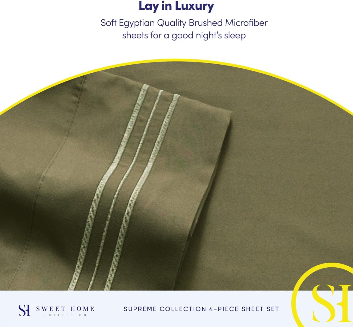 King Size Sheets - Breathable Luxury Bed Sheets with Full Elastic & Secure Corner Straps Built in - 1800 Supreme Collection Extra Soft Deep Pocket Bedding Set, Sheet Set, King, Olive image number 5