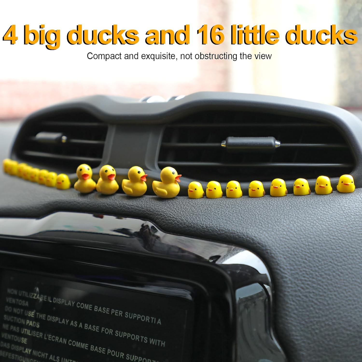 Cute Car Rearview Mirror Accessories, 20 PCS Mini Ducks Car Dashboard Decorations, Cartoon Animals for Automotive Interior Ornaments, Window Edges, Home Decors (Duck) image number 2
