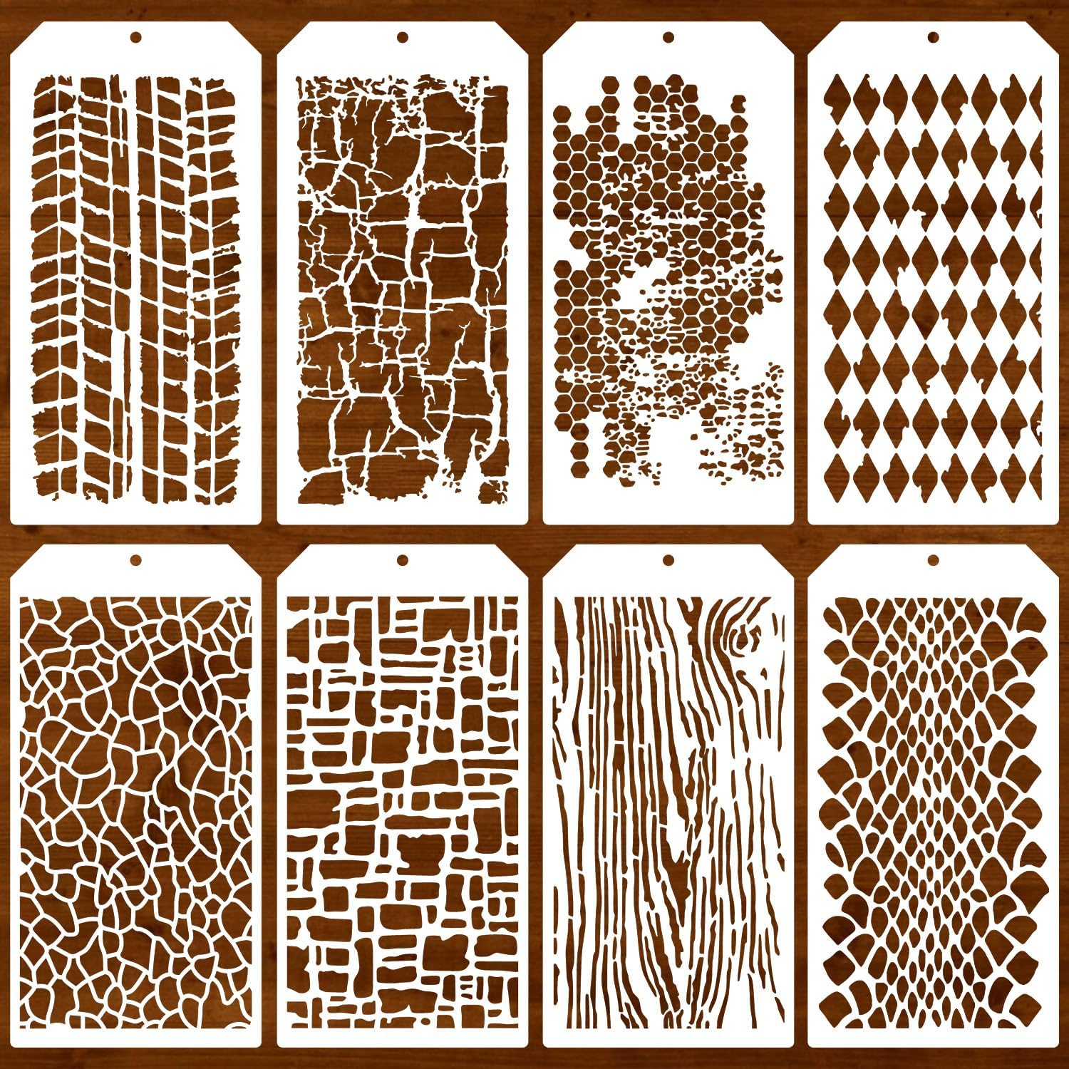 Stencils for Crafts Reusable Texture Stencils Mixed Media Stencil Layering Drawing Templates for Painting on Wood Crafts Furniture Paper image number 1