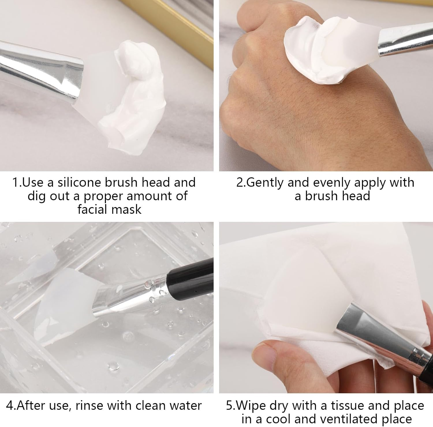 5 Pcs Silicone Face Mask Brush Set, Multi-Head Shapes Face Brush, Face Mask Applicator for Cream, Mud, and Gel Masks