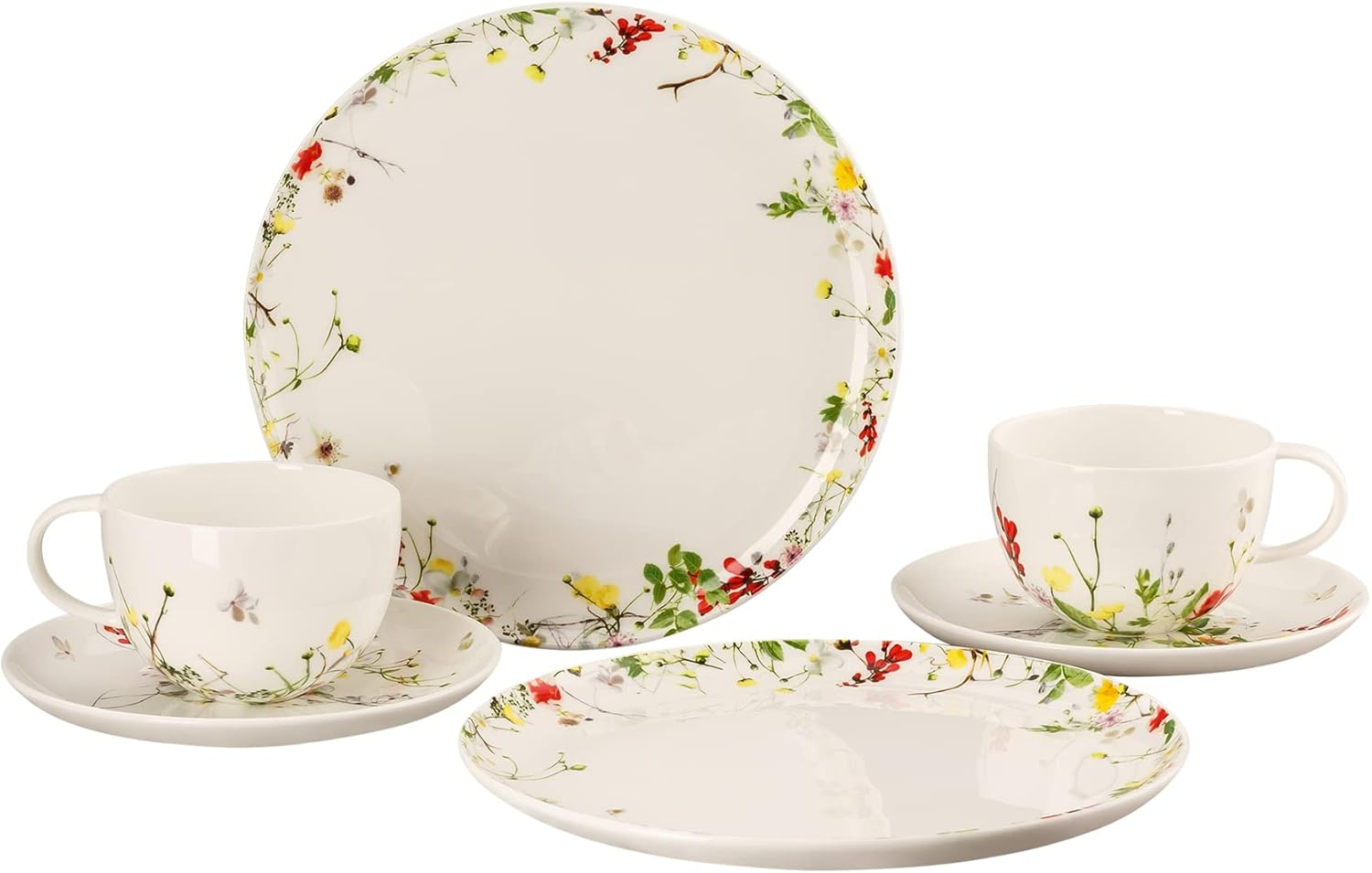 Brillance Fleurs Sauvages Set of 6 with Combination Cups and Coupe Plates image number 1
