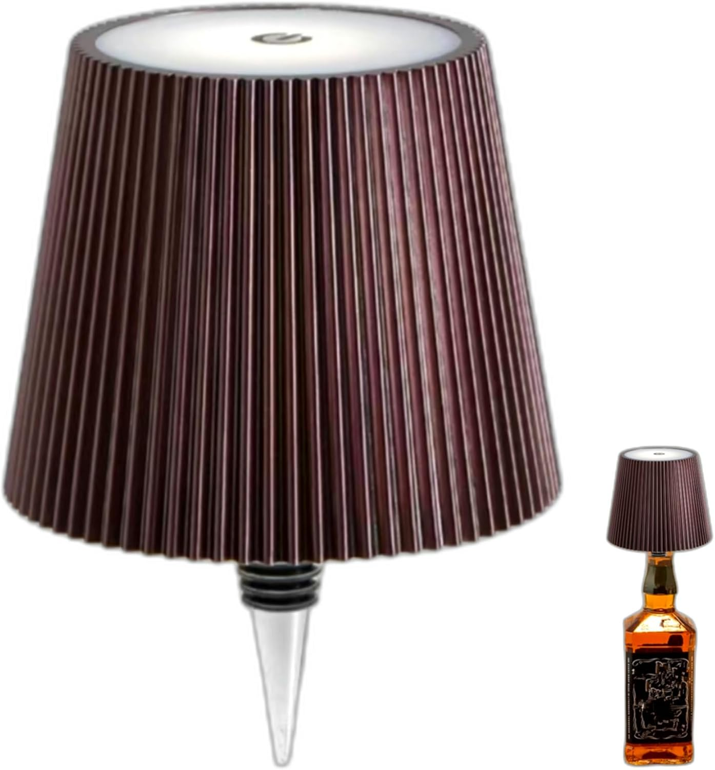 Brabola Wireless Bottle Lamp, Wine Bottle Lamp Kit for Liquor Bottles 3 Color Dimmable Battery Operated Rechargeable Table Lamp Shade for Restaurant, Home,Home, Office, Bar, Christmas (White)