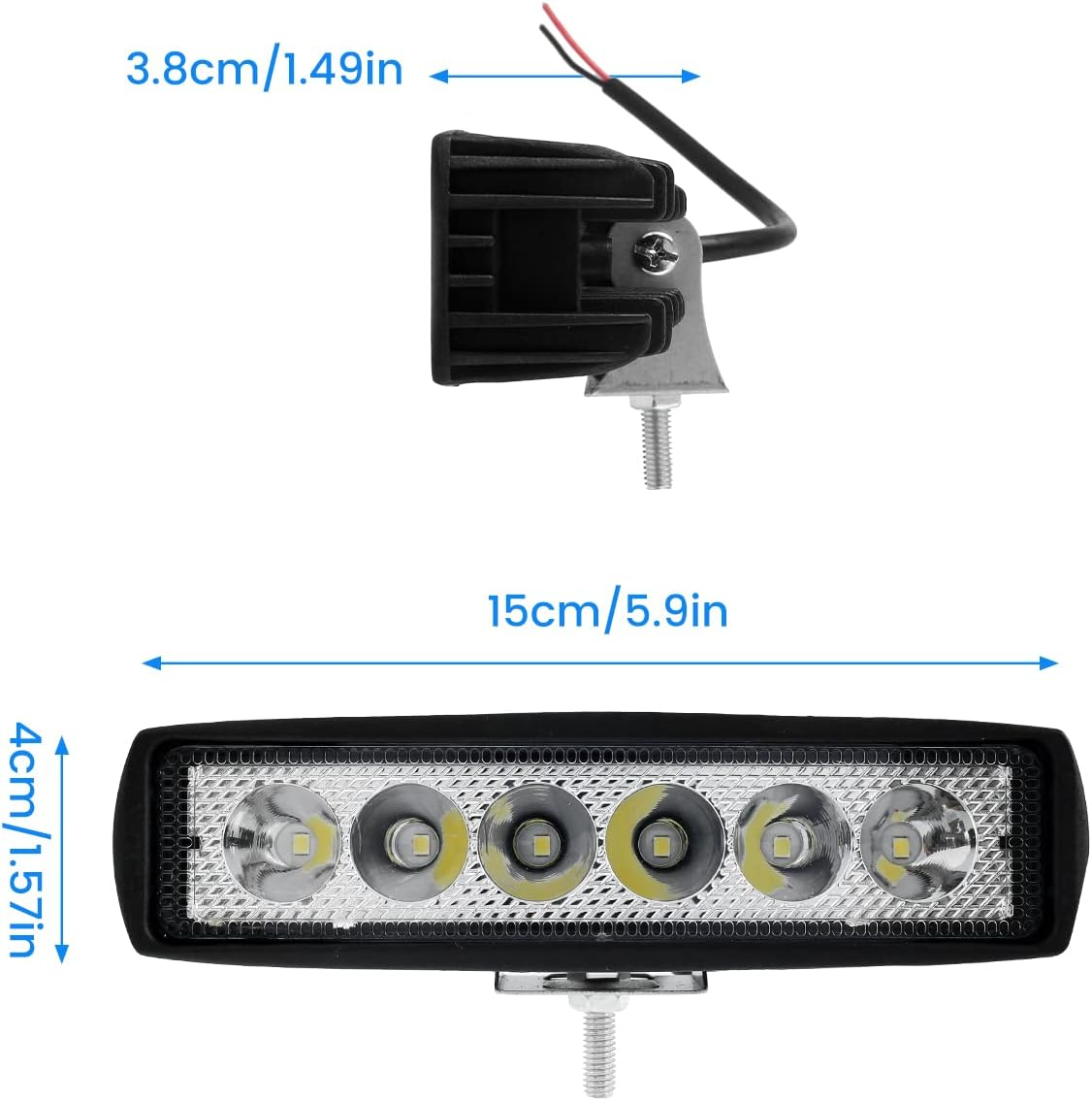 12Volt LED Light Bar, 18W 6000K Super Bright Car LED Fog Light, IP67 Waterproof Flood Spot Light, White off Road Head Light, Led Light Bar for SUV ATV Vehicle Car Truck Boat (2 Pcs) image number 1