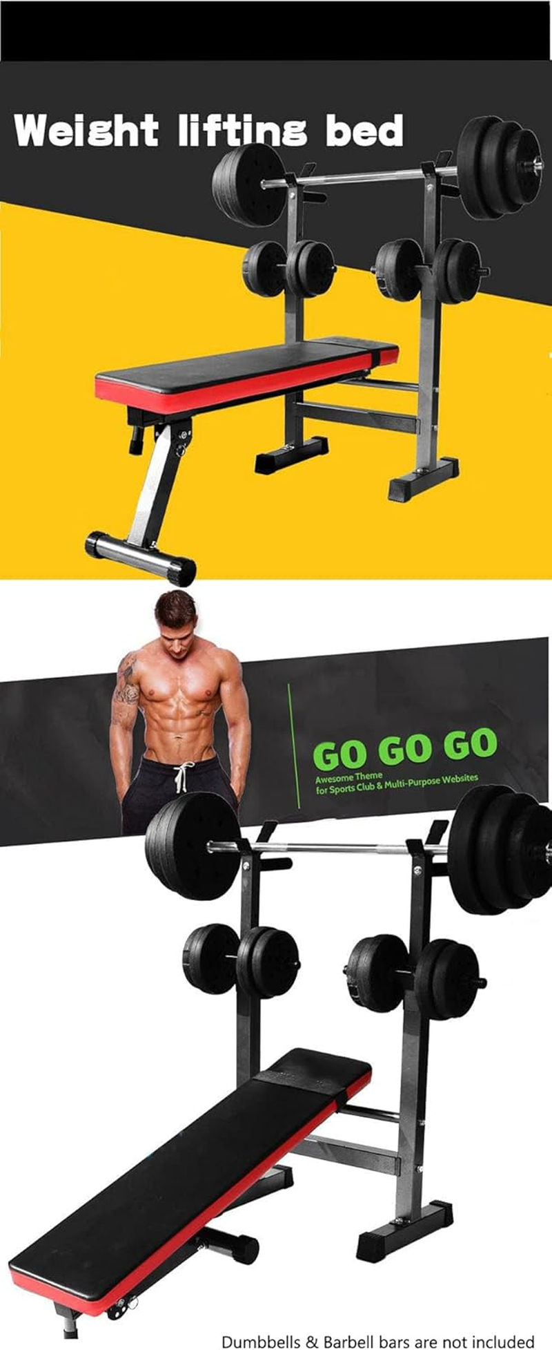 Salesbay Multi-Station Foldable Bench Press Incline Home Gym Fitness Olympic Weights Station Rack image number 1