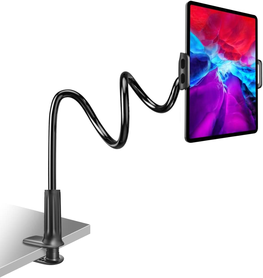 GVTECH Gooseneck Tablet Stand, Universal Tablet Mount Holder 360 Flexible Lazy Arm Holder Clamp Mount Bracket Bed for 4.6"-11" Ipad Air Pro Mini, Samsung, Huawei Tab, Iphone, Switch, More Devices image number 1