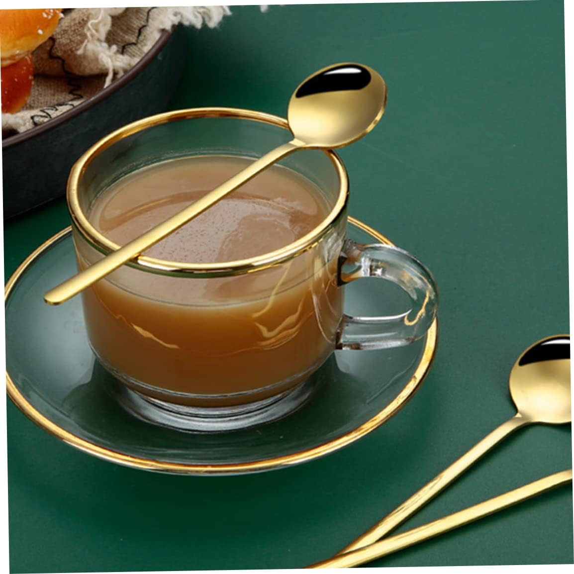Stainless Steel Espresso Spoons Gold Plated Teaspoons Set Coffee Sugar Spoons for Cake 8PCS Stainless Steel Espresso