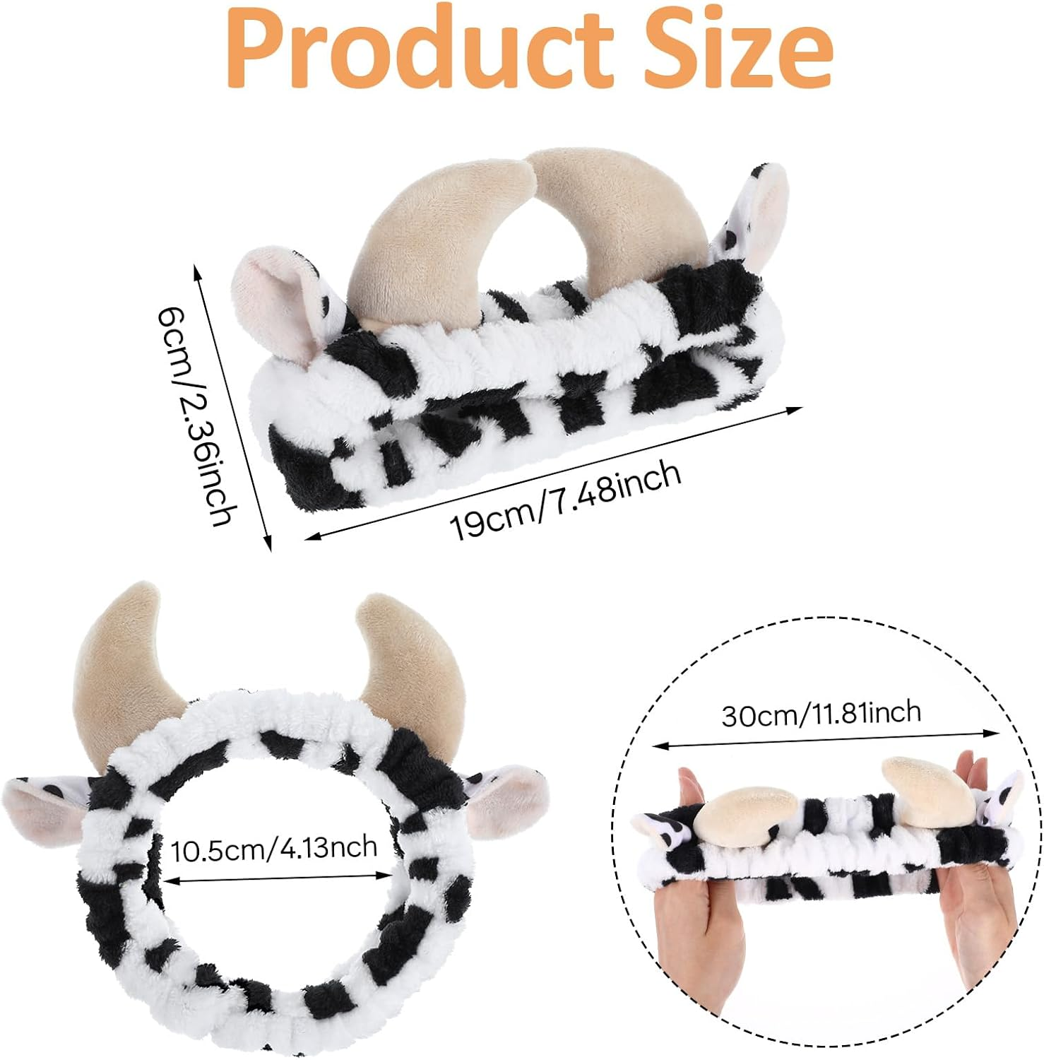 Make-Up Hairband Plush Cow Print Face Wash Hair Bands Flannel Headband Cosmetic Elastic Hair Band for Washing Shower Sports Beauty Skin Care Spa for Women Girls image number 6