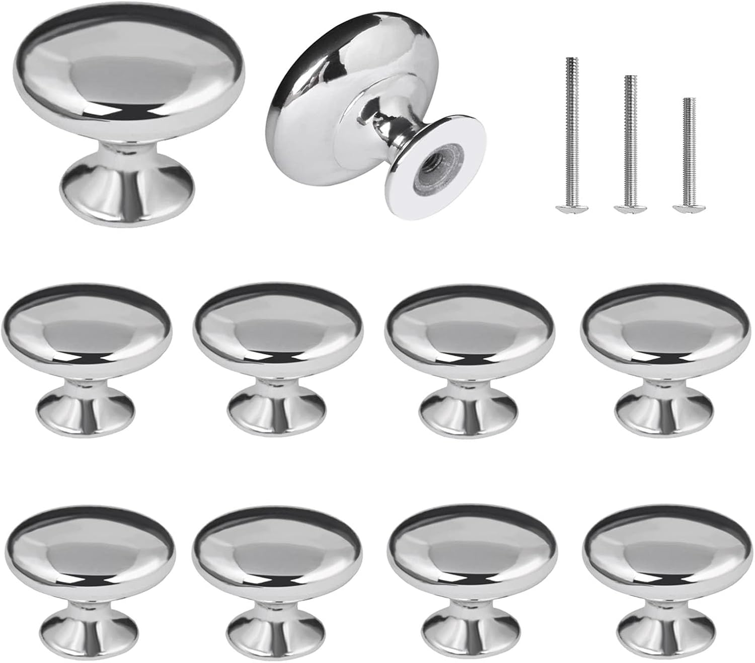 Octinpris Gold Drawer Knobs Polished Chrome Cabinet Hardware round Mushroom Gold Cabinet Knob Pull Handle 30Mm/1.18" for Kitchen Cupboard Furniture Chest Door Dresser Bathroom (10Pack)
