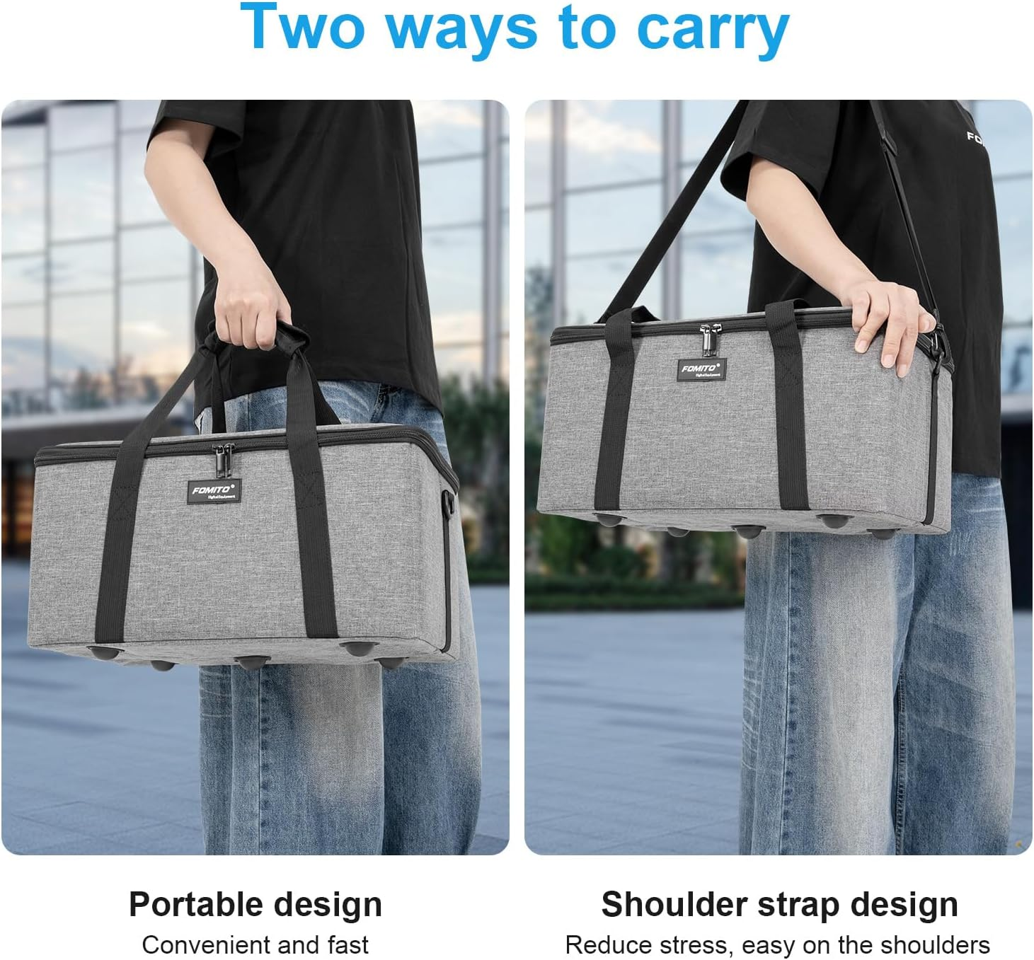 FOMITO AB-27 Foldable Camera Storage Bag 44X30X22Cm Shockproof Case for DSLR, Gimbal, Drone Heavy-Duty Handle image number 5