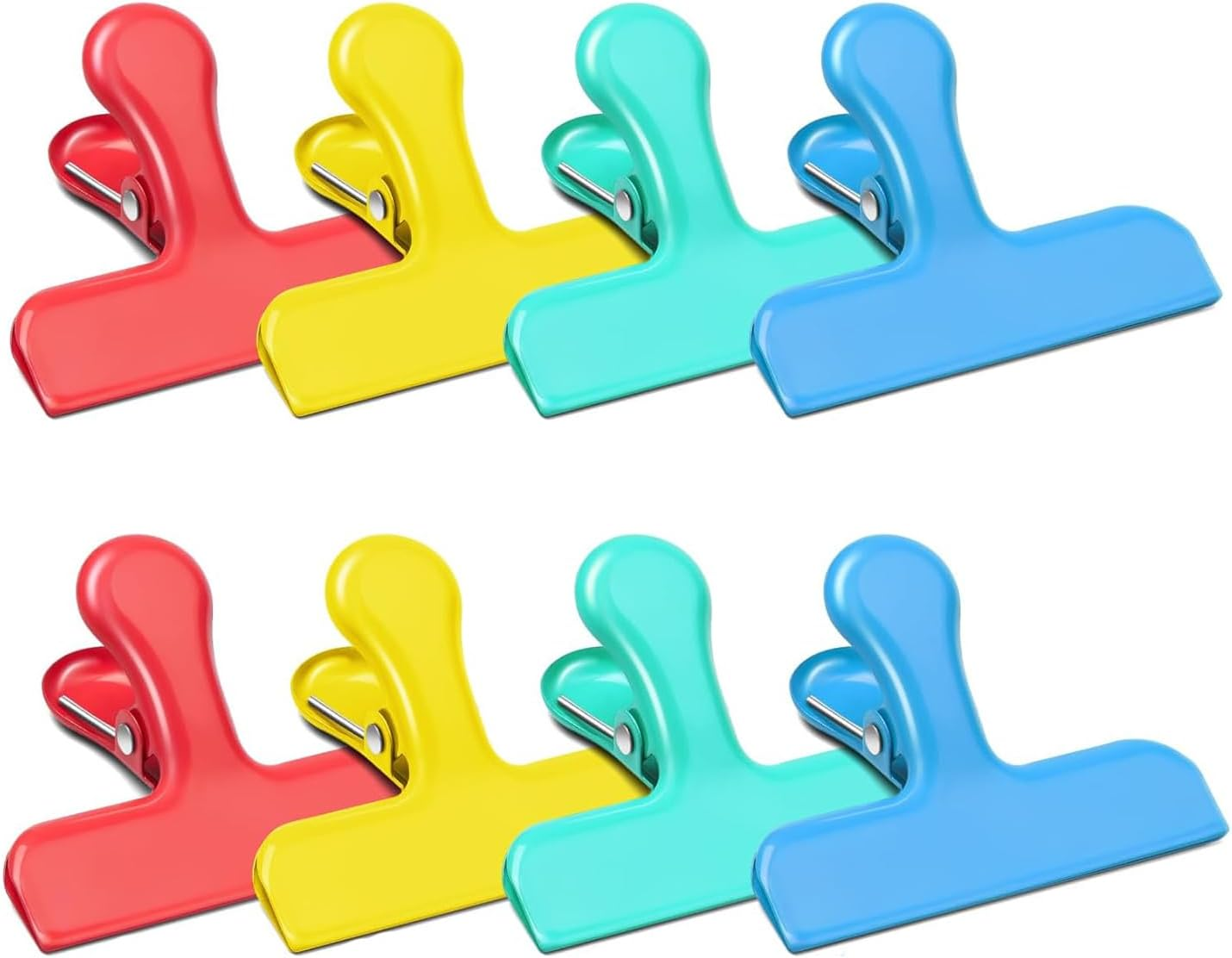 Yharnamite 8 Pcs Stainless Steel Chip Bag Clips, Food Bag Sealing Clips, Heavy Duty Stainless Steel Bag Clips for Coffee, Potato Chips, Snack, Food Packages (Silver)